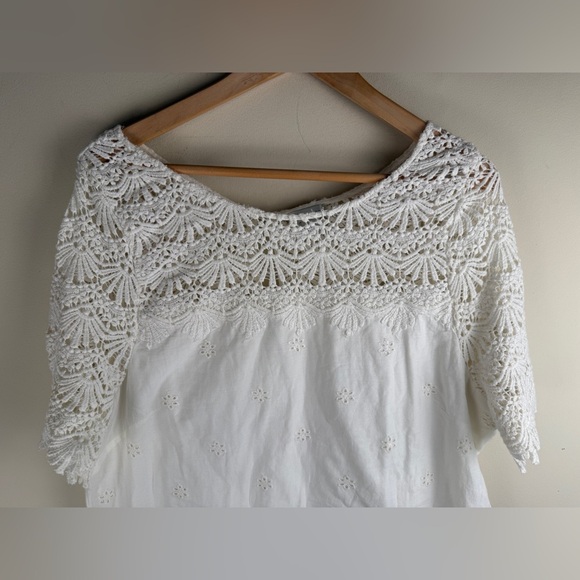 SUNDANCE Imperial Eyelet Dress Ivory Lace Shift Dress 100% Cotton Size XL BOHO - Picture 3 of 14
